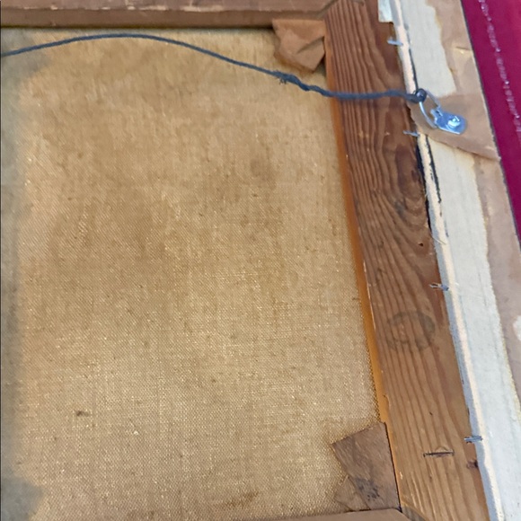 Vintage signed Oil Portrait Painting. Framed on stretched canvas. Elder w pipe - Picture 2 of 3